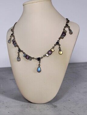 Nicky Butler Sterling Silver Moonstone Amethyst Teardrop Charm Necklace